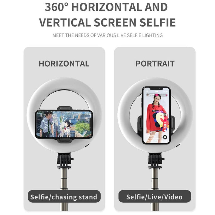 Buy 4-in-1 Wireless Selfie Stick Tripod Ring Light - Capture Life's Brilliance Effortlessly