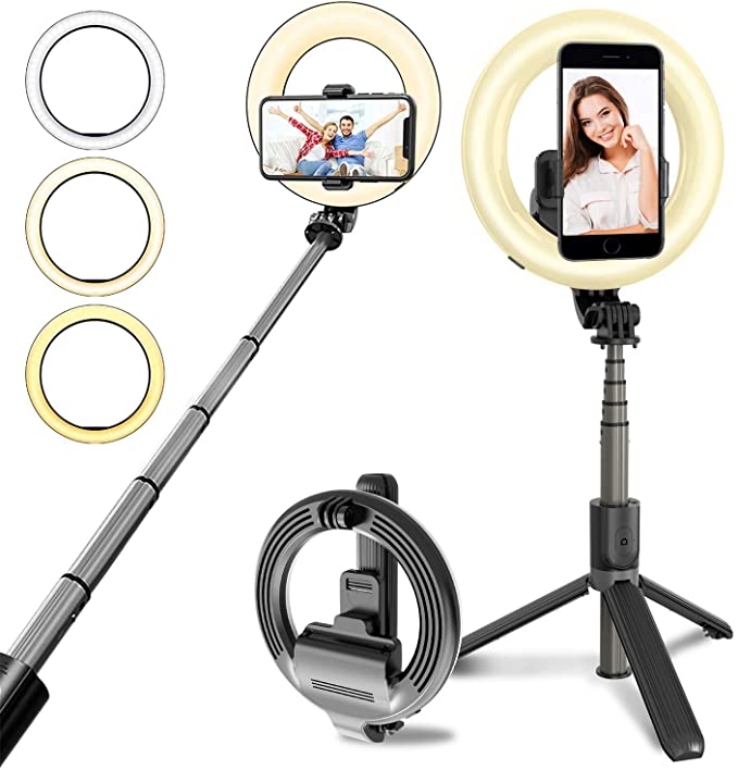 Buy 4-in-1 Wireless Selfie Stick Tripod Ring Light - Capture Life's Brilliance Effortlessly